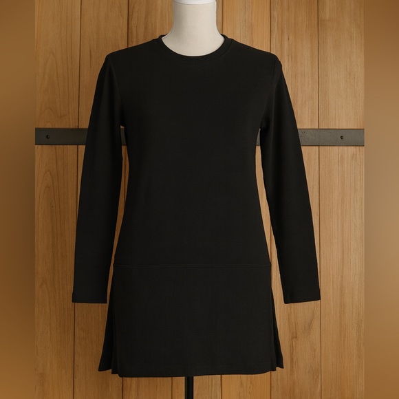Lands' End Tops - Lands End M EUC Black Ribbed Longline Tunic Pullover Stretch Cotton Knit